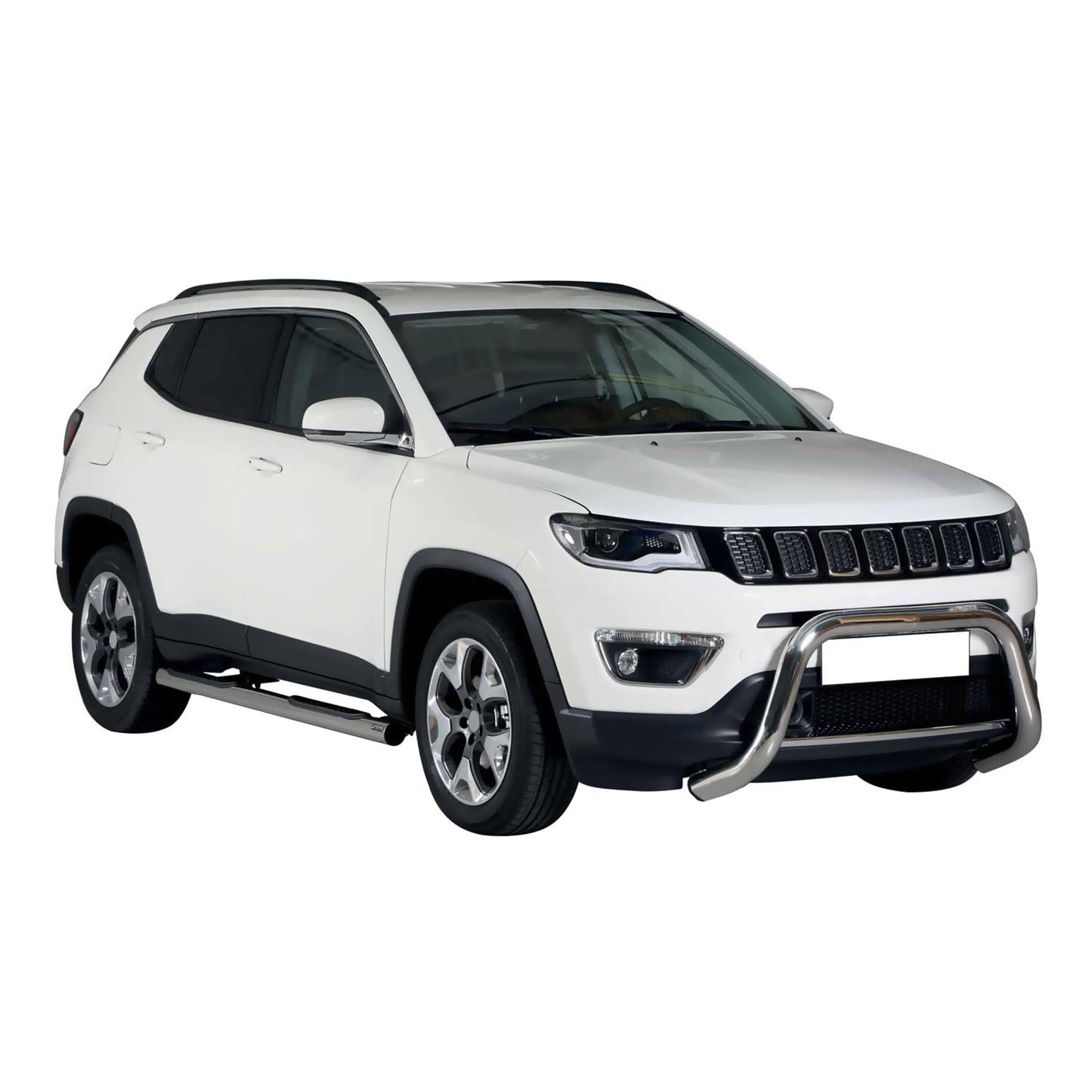 Bară de protecție/buton față pentru Jeep Compass 2016-2021, ø76mm, oțel, argintiu, protecție