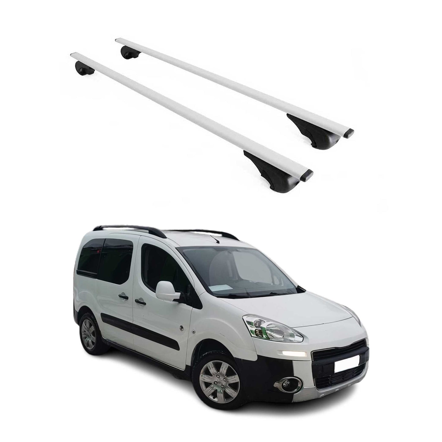 Portbagaj de plafon pentru Peugeot Partner Tepee 2008-2018 75kg metal argintiu 2x