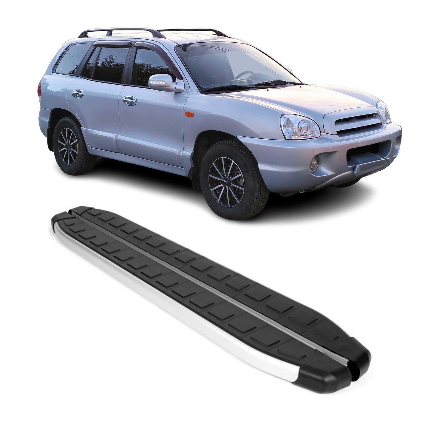 Schweller Seitenbretter Trittbretter für Hyundai Santa Fe 2006-2012 Alu Schwarz