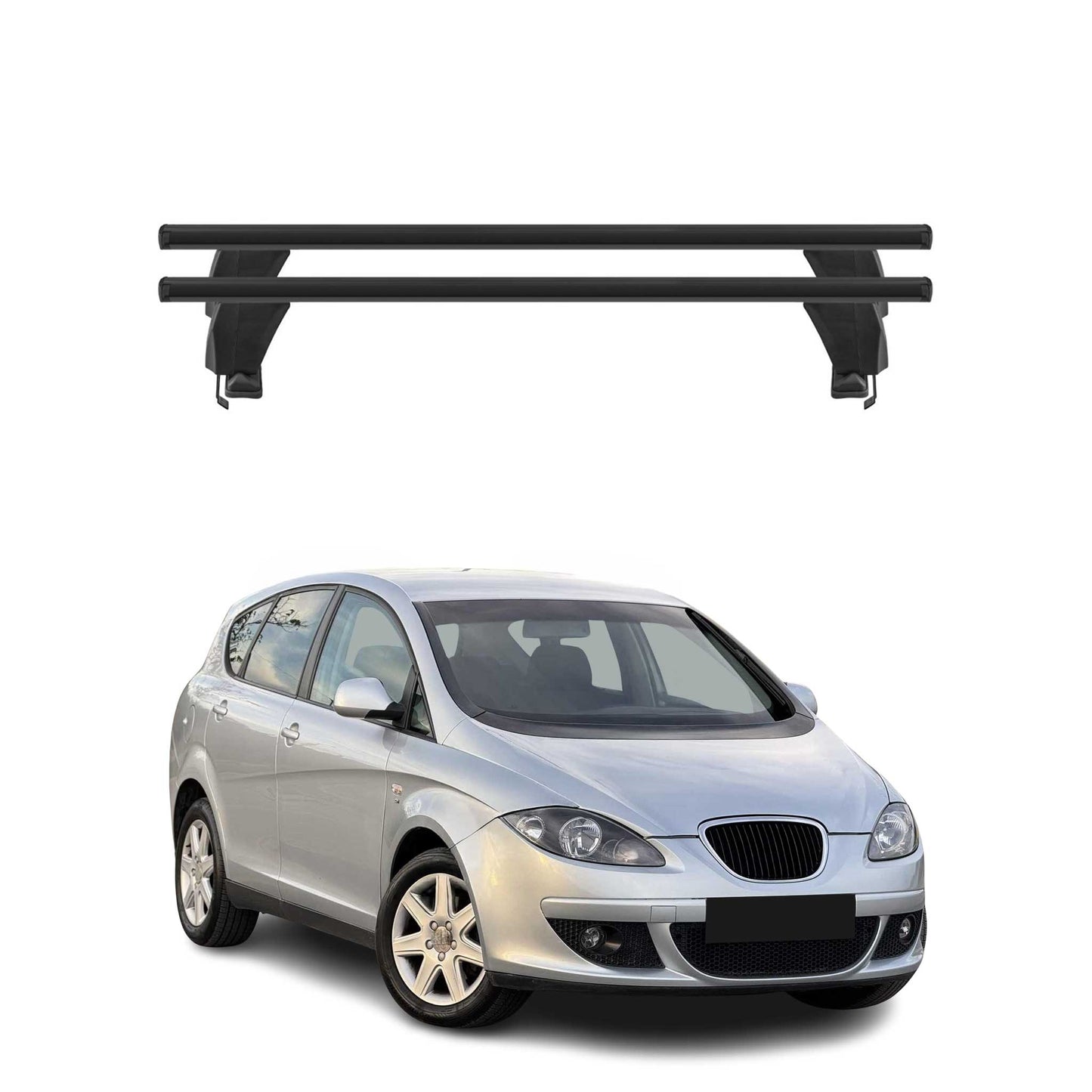 Menabo Dachträger Grundtäger für Seat Altea 2004-2009 Pre-FL 50kg Alu Schwarz 2x