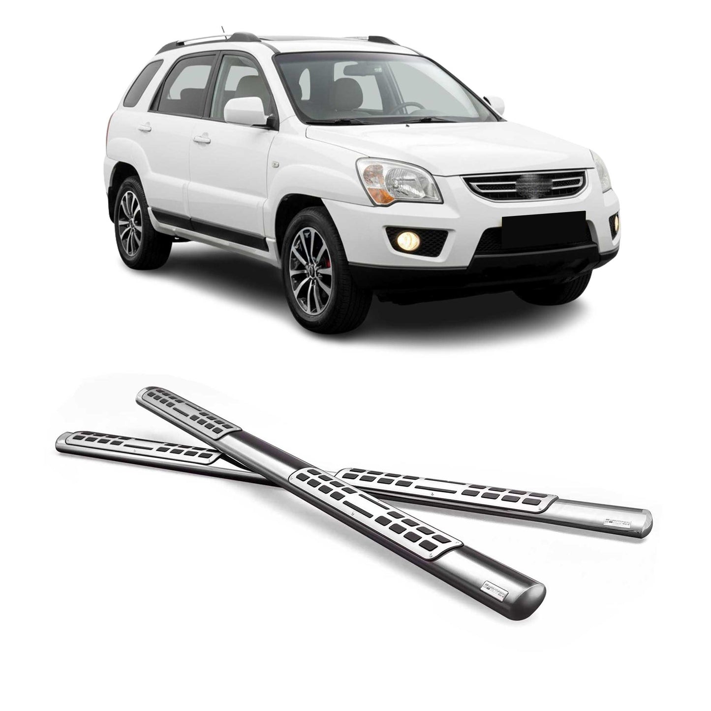 Edelstahl Seitenschweller Schwellerrohre für Kia Sportage 2008-2010 Silber