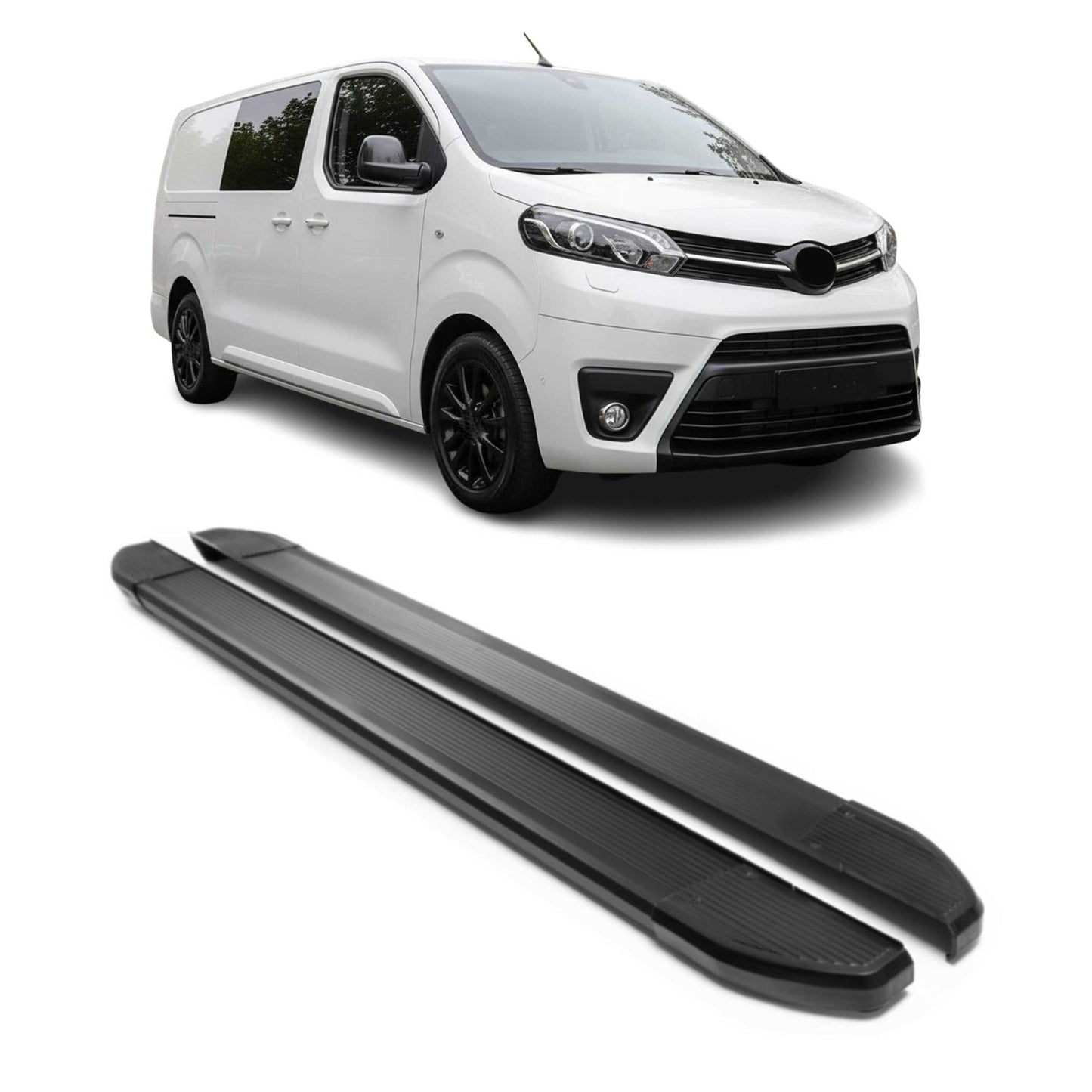 Alu Seitenschweller Trittbretter für Toyota Proace 2017-2025 L2 L3 Schwarz 2tlg
