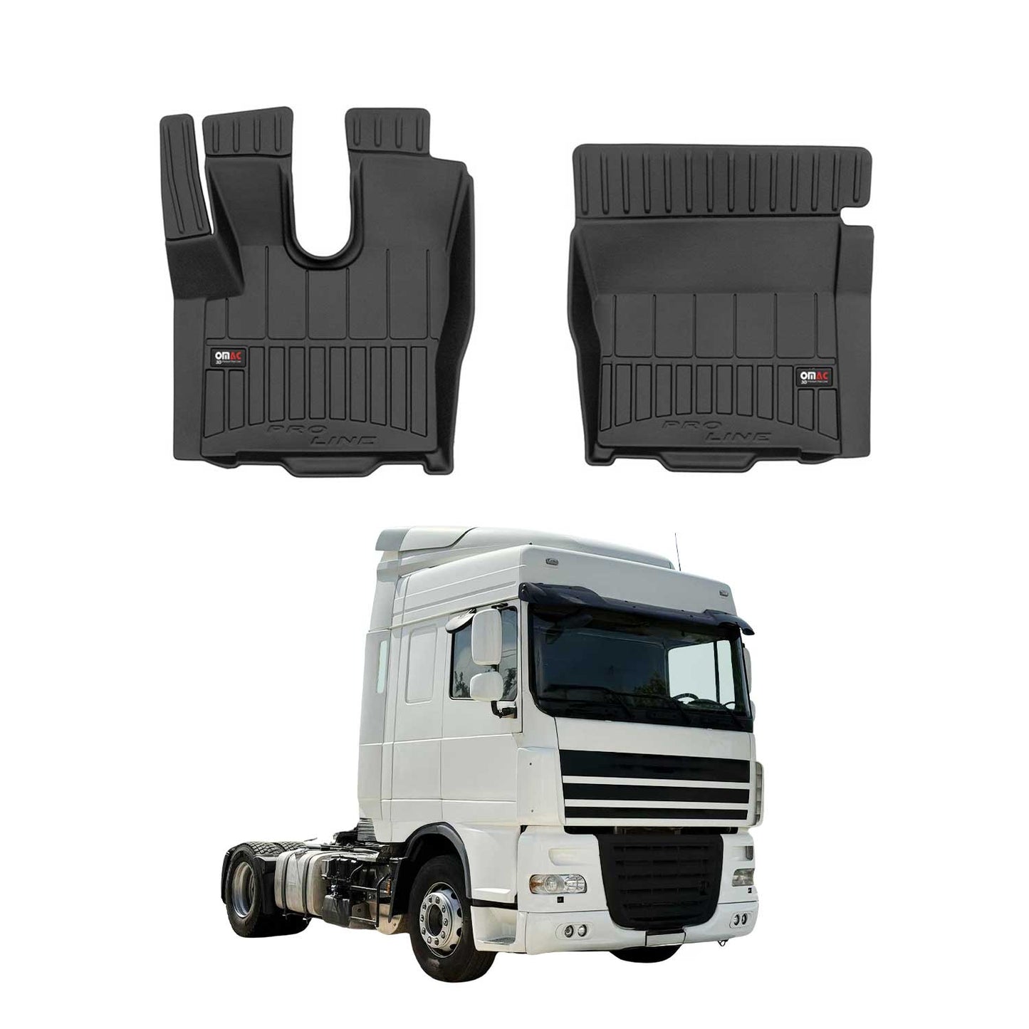 OMAC Gummi Fußmatten für DAF XF 2013-2025 Premium TPE 3D Automatten Schwarz 2x