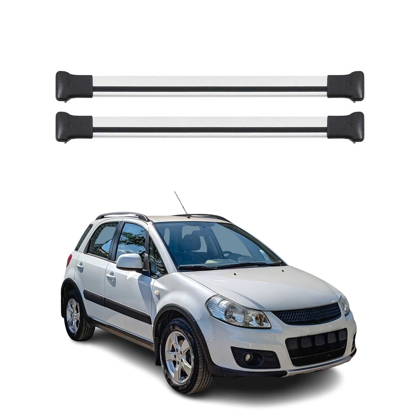 Portbagaj de plafon pentru Suzuki SX4 2006-2013 75kg aluminiu argintiu 2 buc