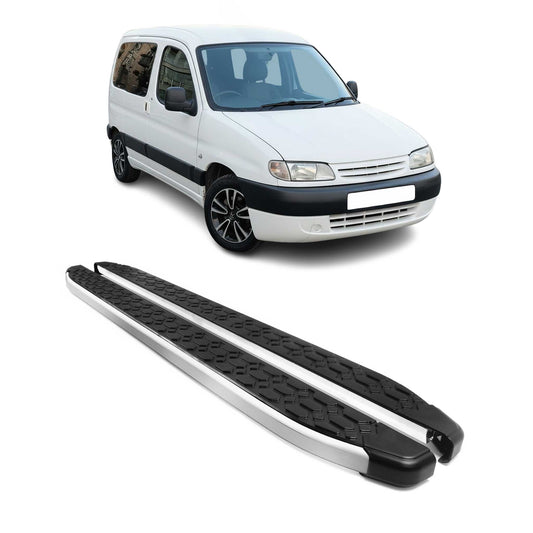 Alu Trittbretter Seitenschweller für Citroen Berlingo L1 1996-08 Schwarz Silber