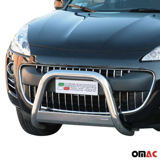 Bară de protecție/buton față pentru Peugeot 4007 2008-2012 ø63mm oțel argintiu protecție