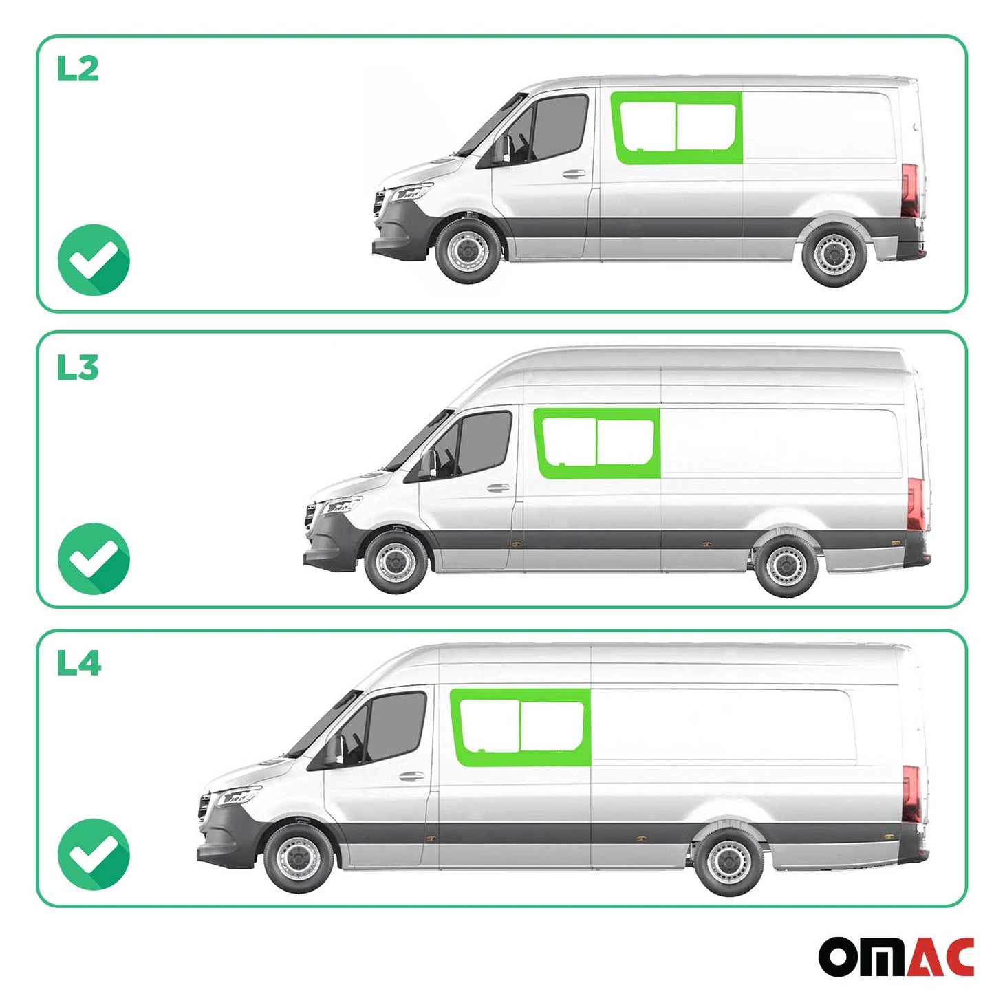 Schiebefenster für Mercedes Sprinter W907 2018-2025 Links Vorne Fenster L2 L3 L4