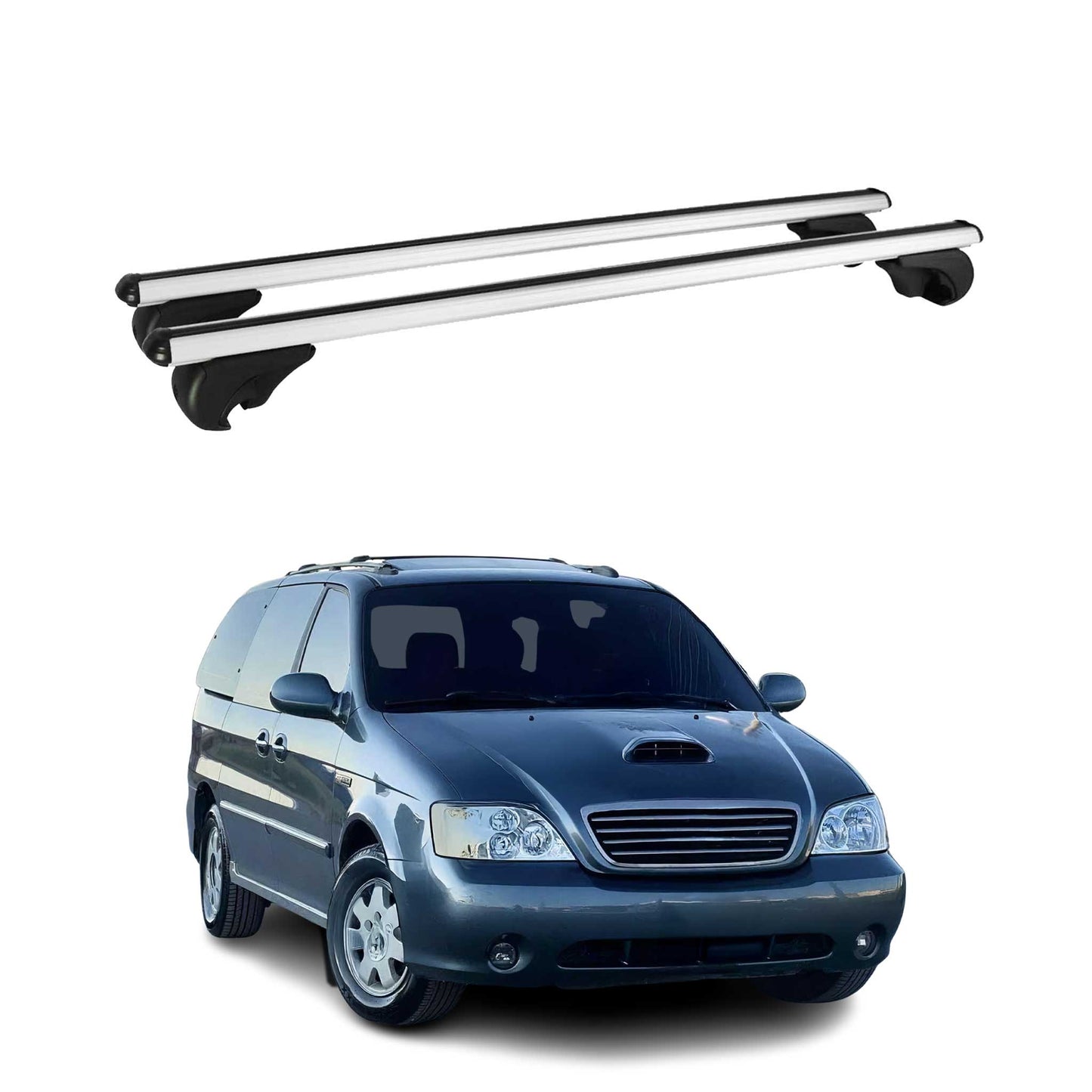 Dachträger Grundtäger für Kia Carnival 1998-2005 75kg Aluminium Silber 2 tlg