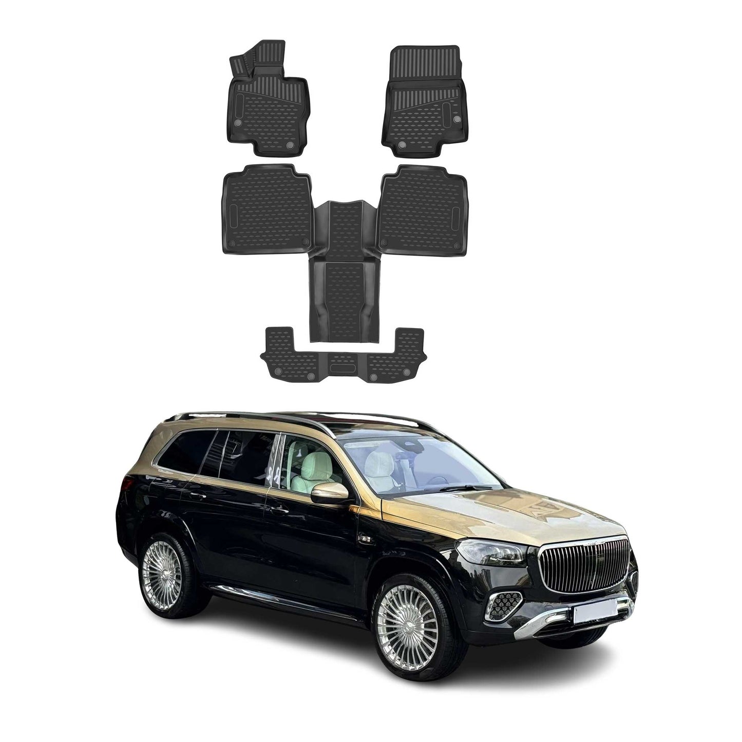 Covorașe auto Mercedes GLS Clasa X167 2019-2025 TPE Negru 4 buc