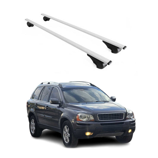 Portbagaj de plafon pentru Volvo XC90 mk1 2002-2014 75kg metal argintiu 2 buc