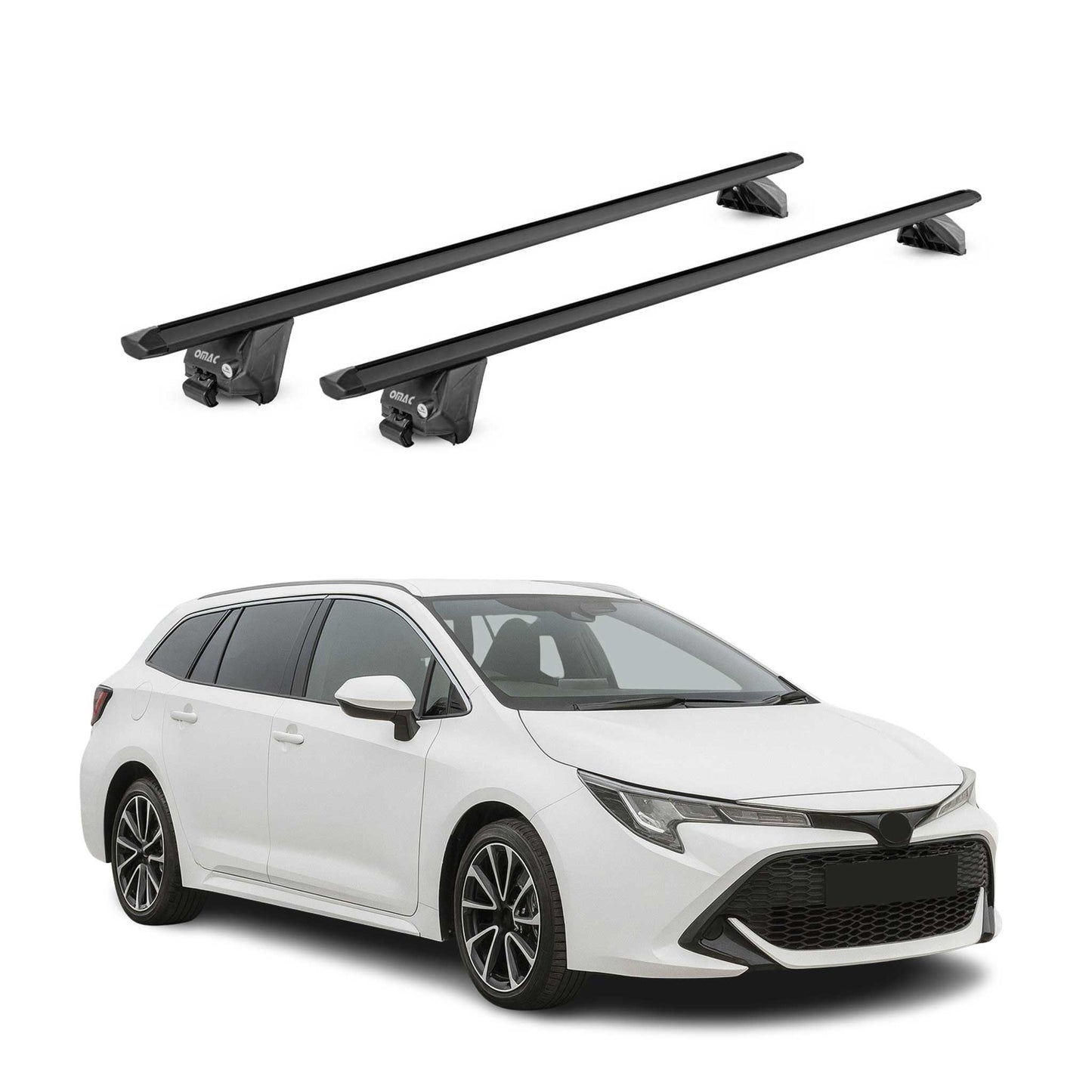 Bară de plafon pentru Toyota Corolla Estate 2019-2025, capacitate 100 kg, aluminiu, negru, 2x ABE (omologare de tip germană)
