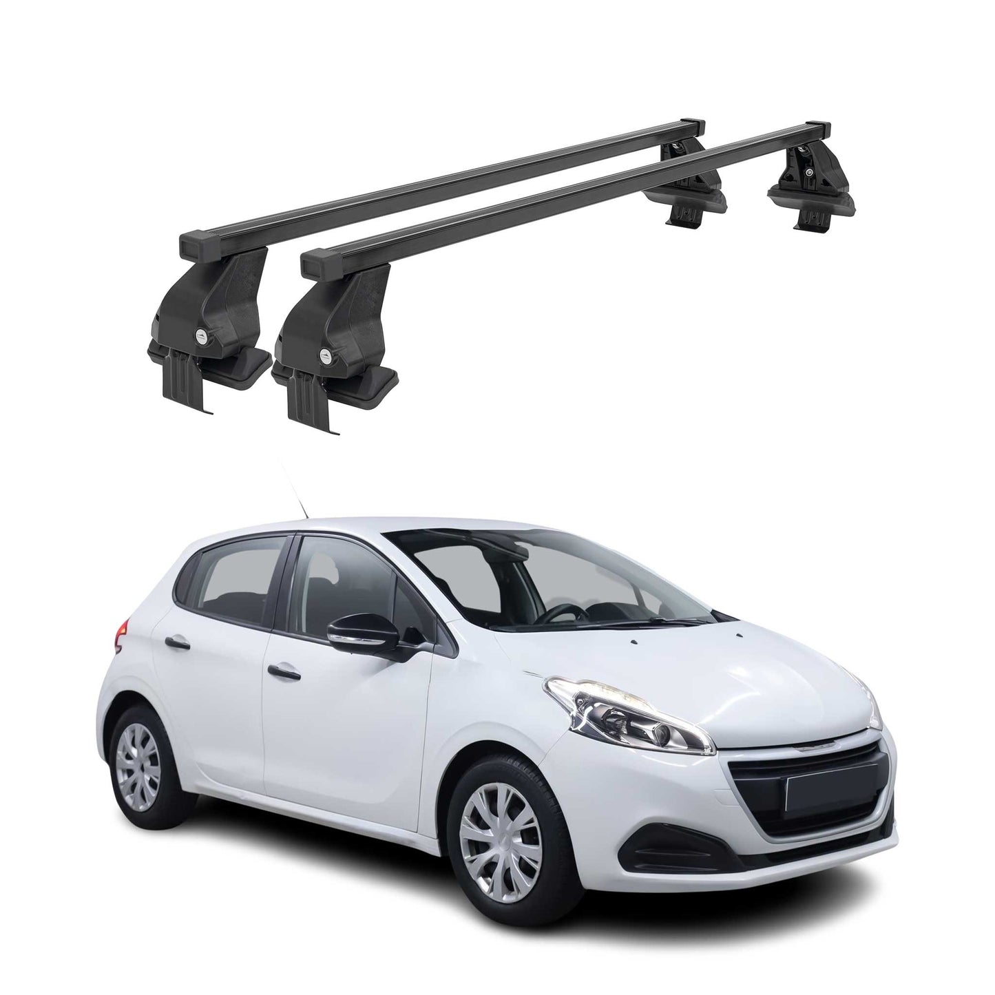 Menabo Dachträger Grundtäger für Peugeot 208 2012-2015 Pre-FL 50kg Stahl Schwarz