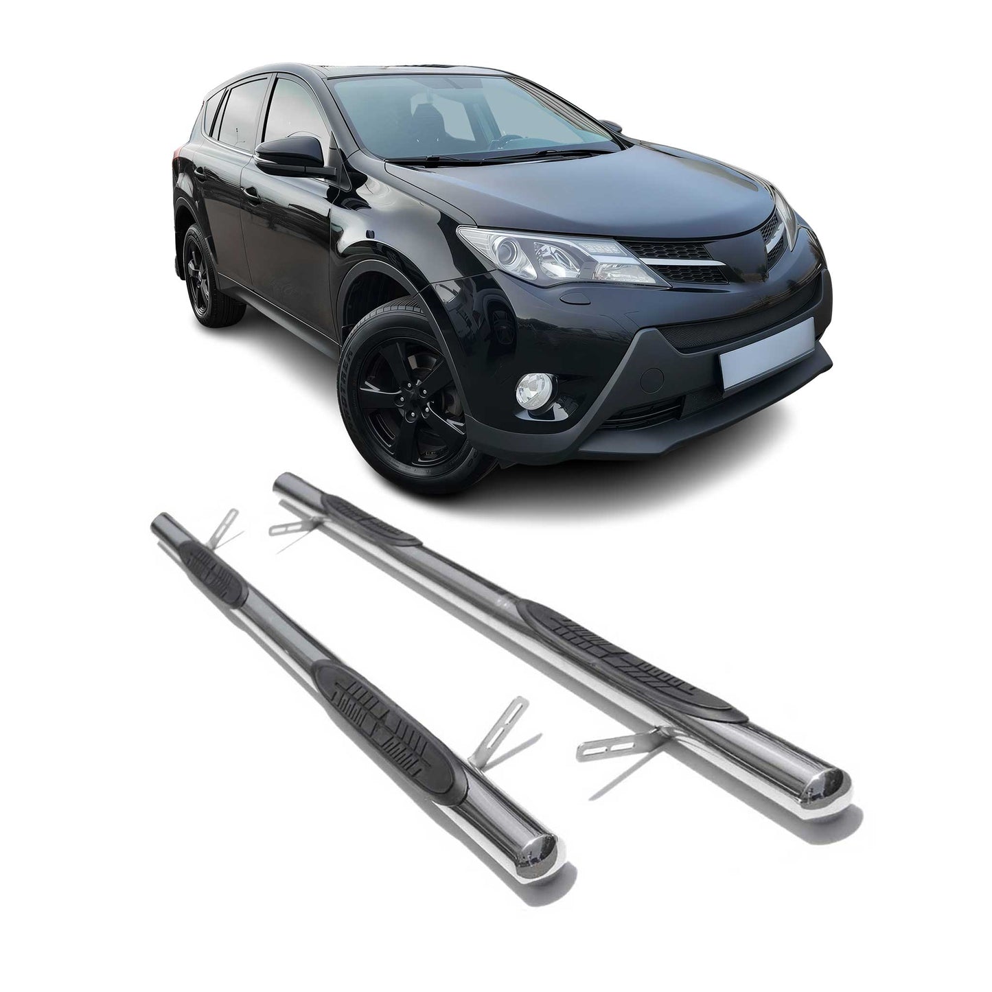 Edelstahl Trittbretter Schwellerrohre für Toyota RAV4 2013-2018 Edelstahl Silber