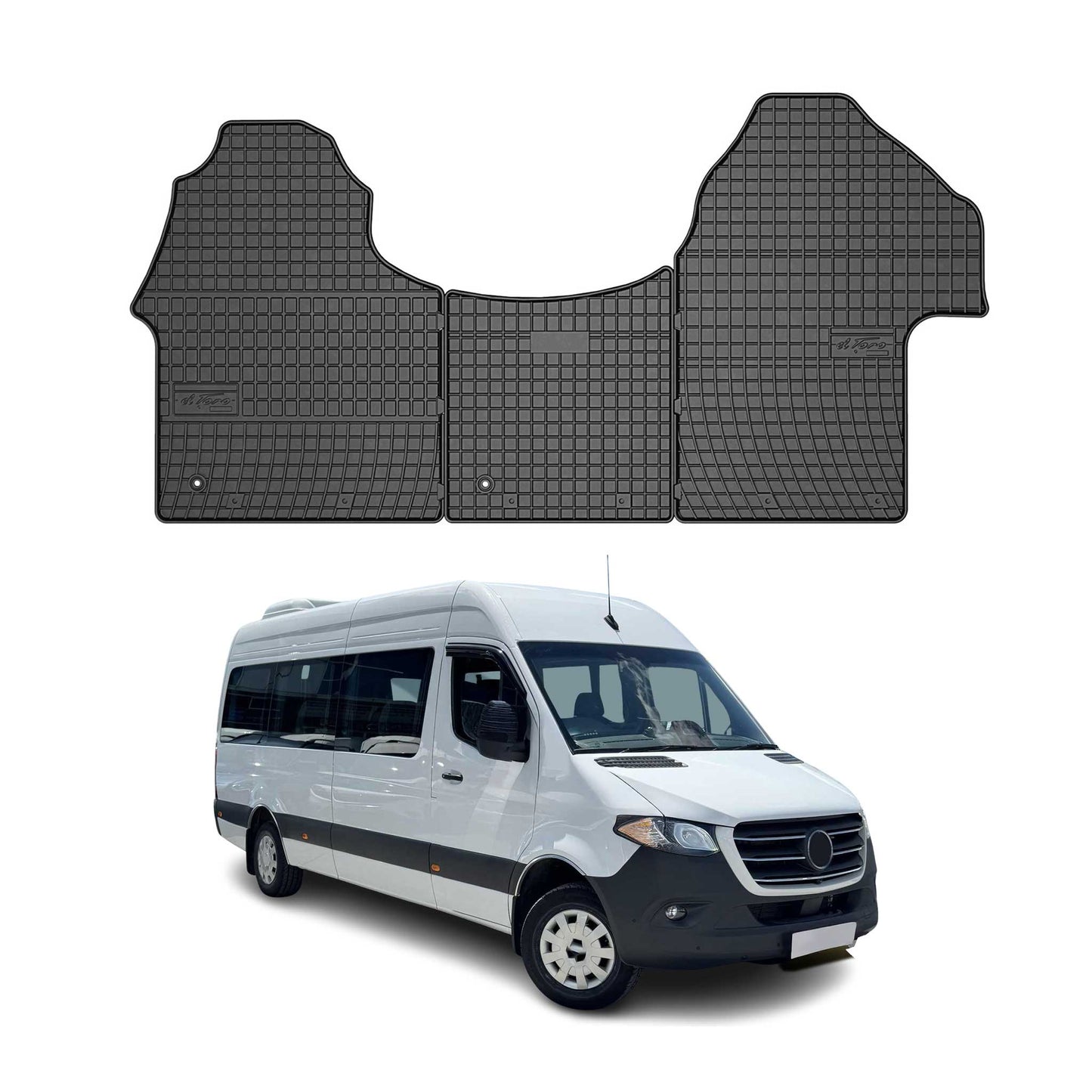 2018-2025 Mercedes Sprinter W907 Fußmatten Gummi Schwarz 3 tlg