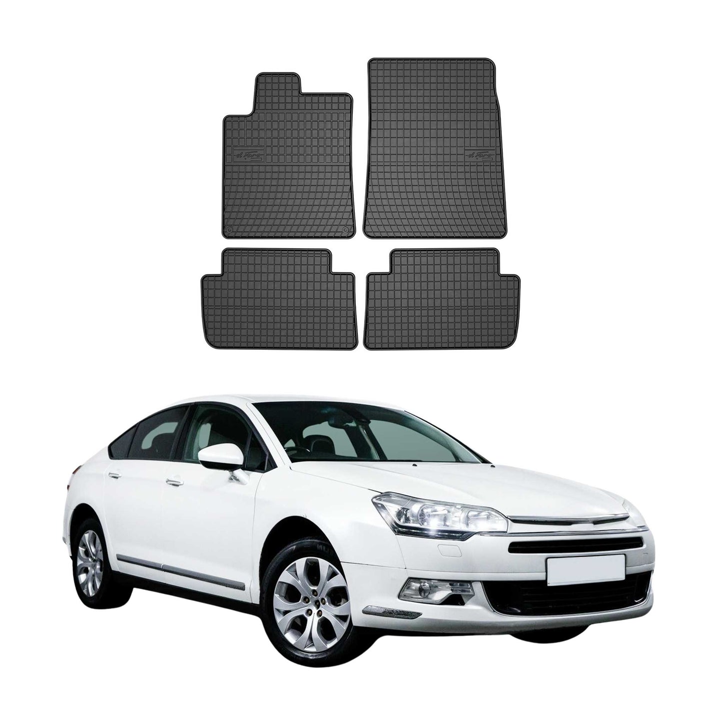 OMAC Gummi Fußmatten für Citroen C5 Break 2001-2024 Automatten Gummi Schwarz 4x