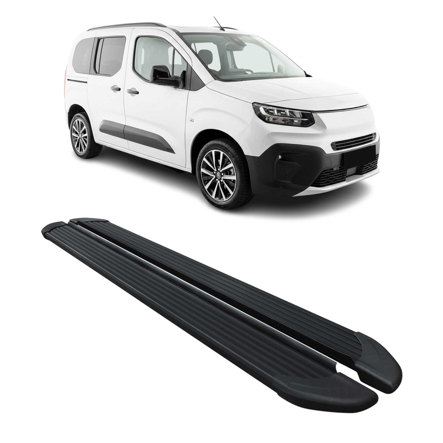 Trittbretter Seitenschweller für Fiat Doblo 2022-2025 Kombi L1 Alu Schwarz 2 tlg