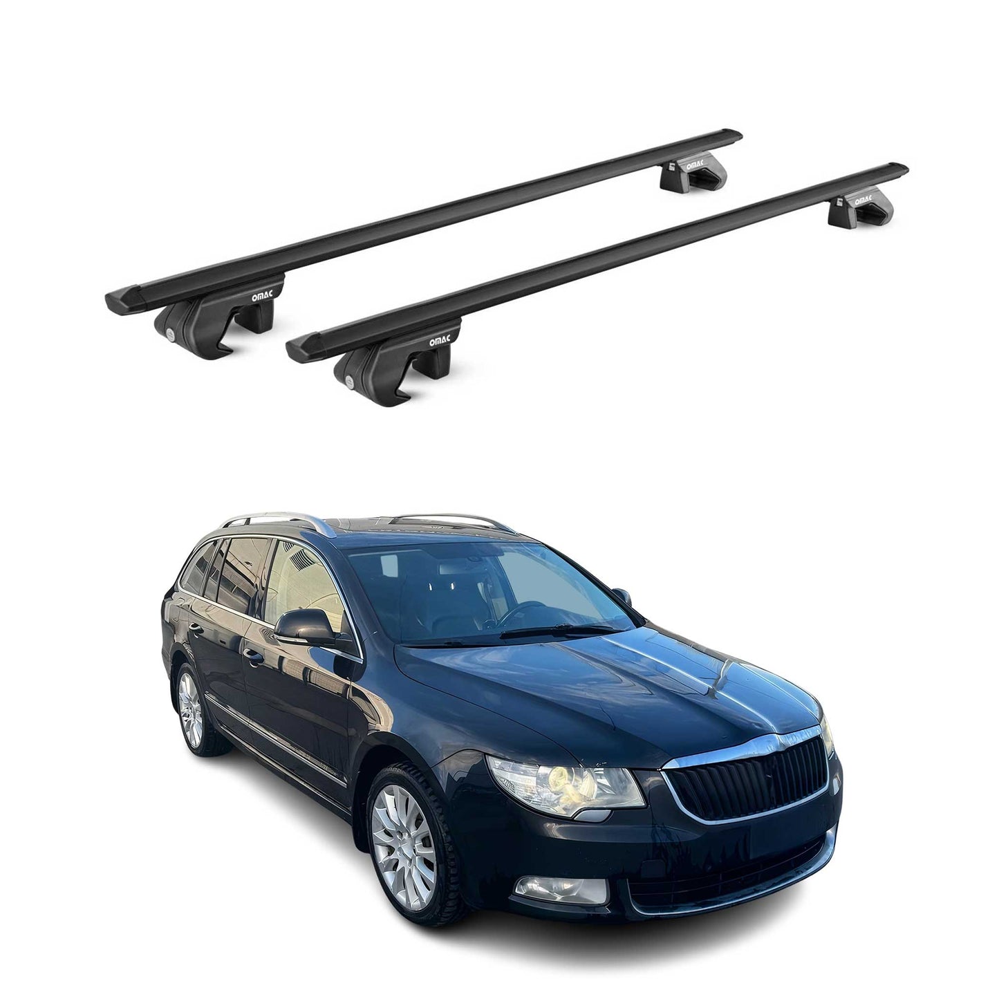 Portbagaj de plafon pentru Skoda Superb Combi 2008-2023 90kg Alu Negru 2x ABE