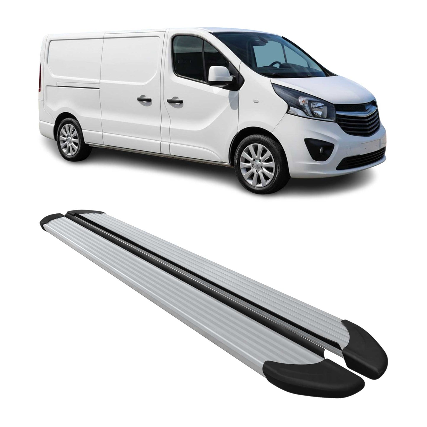 Seitenschweller Trittbretter Schweller für Opel Vivaro B 2014-2019 L2 Alu Grau