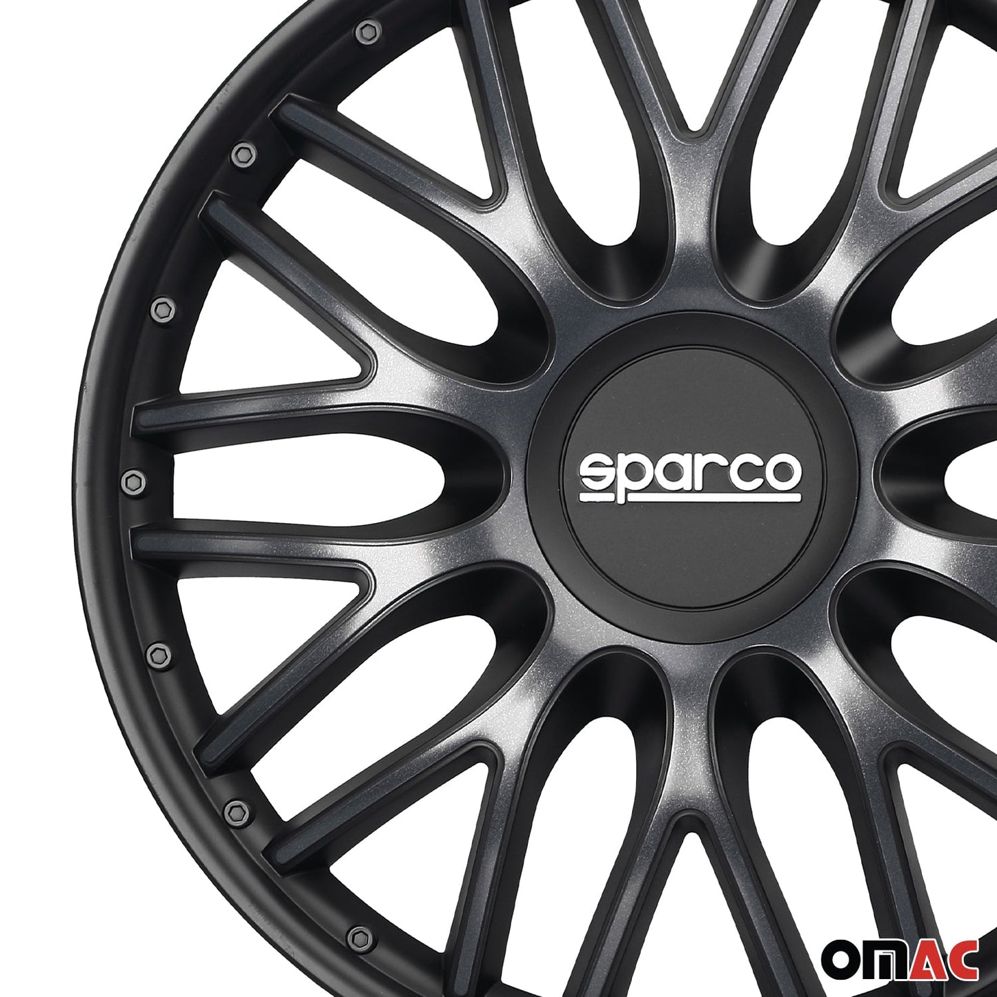 Radkappen Radzierblenden Sparco Roma 15" Zoll Auto Abdeckung Set Grau Schwarz 4x