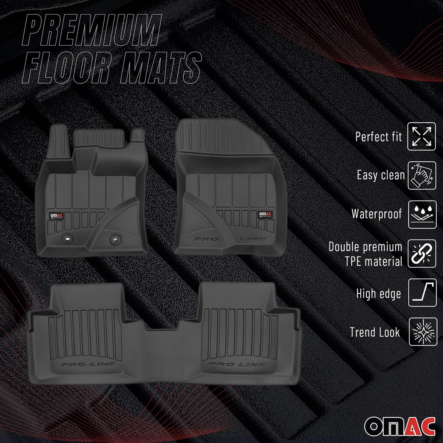 2009-2018 Toyota Avensis Fußmatten TPE Schwarz 3 tlg