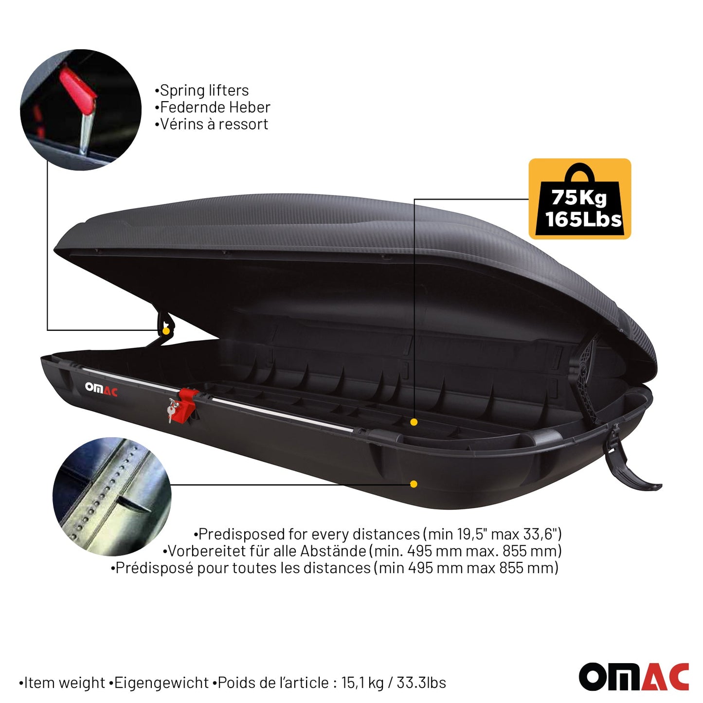 Mieten Dachbox Dachkoffer Gepäckbox 400 Liter Carbonlook Abschließbar Autobox