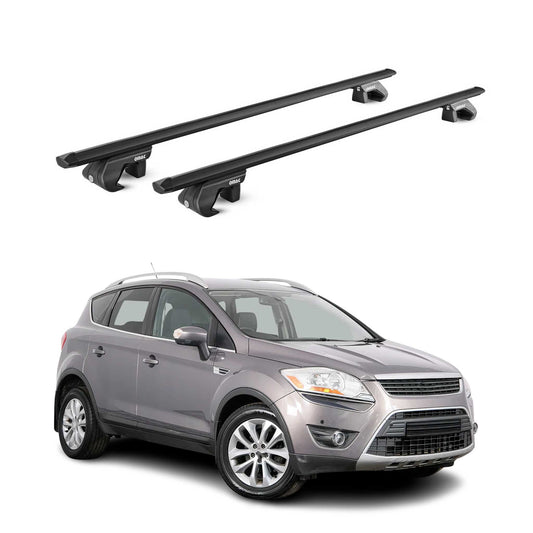 Dachträger Grundtäger für Ford Kuga 2008-2019 5 tür 90kg Alu Schwarz 2 tlg ABE