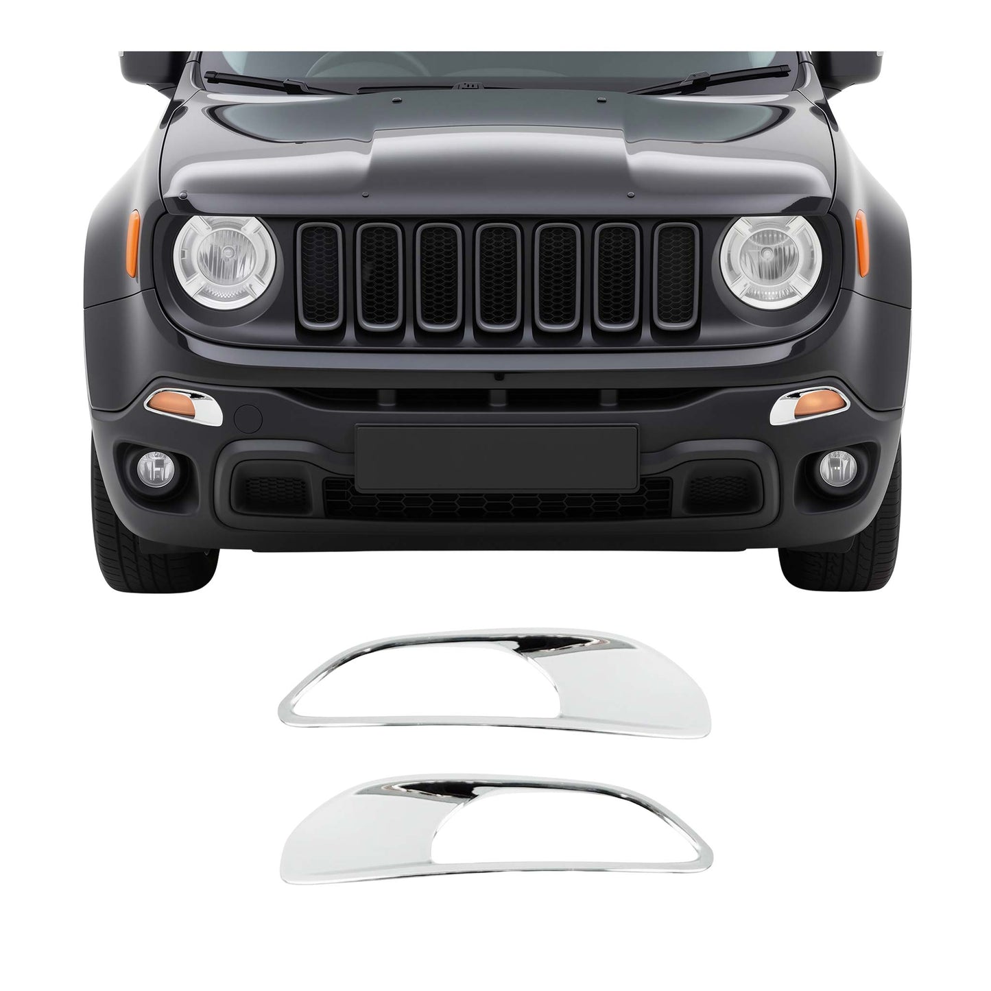 Scheinwerfer Leisten Scheinwerferblende für Jeep Renegade 2014-2024 Chrom ABS 2x