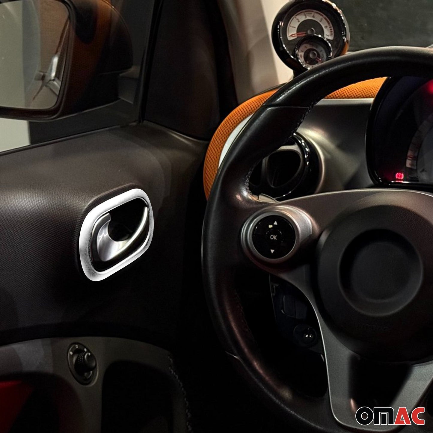 Capac mâner ușă, capace mâner ușă pentru Renault Twingo 2007-2014, oțel inoxidabil, argintiu, 4x