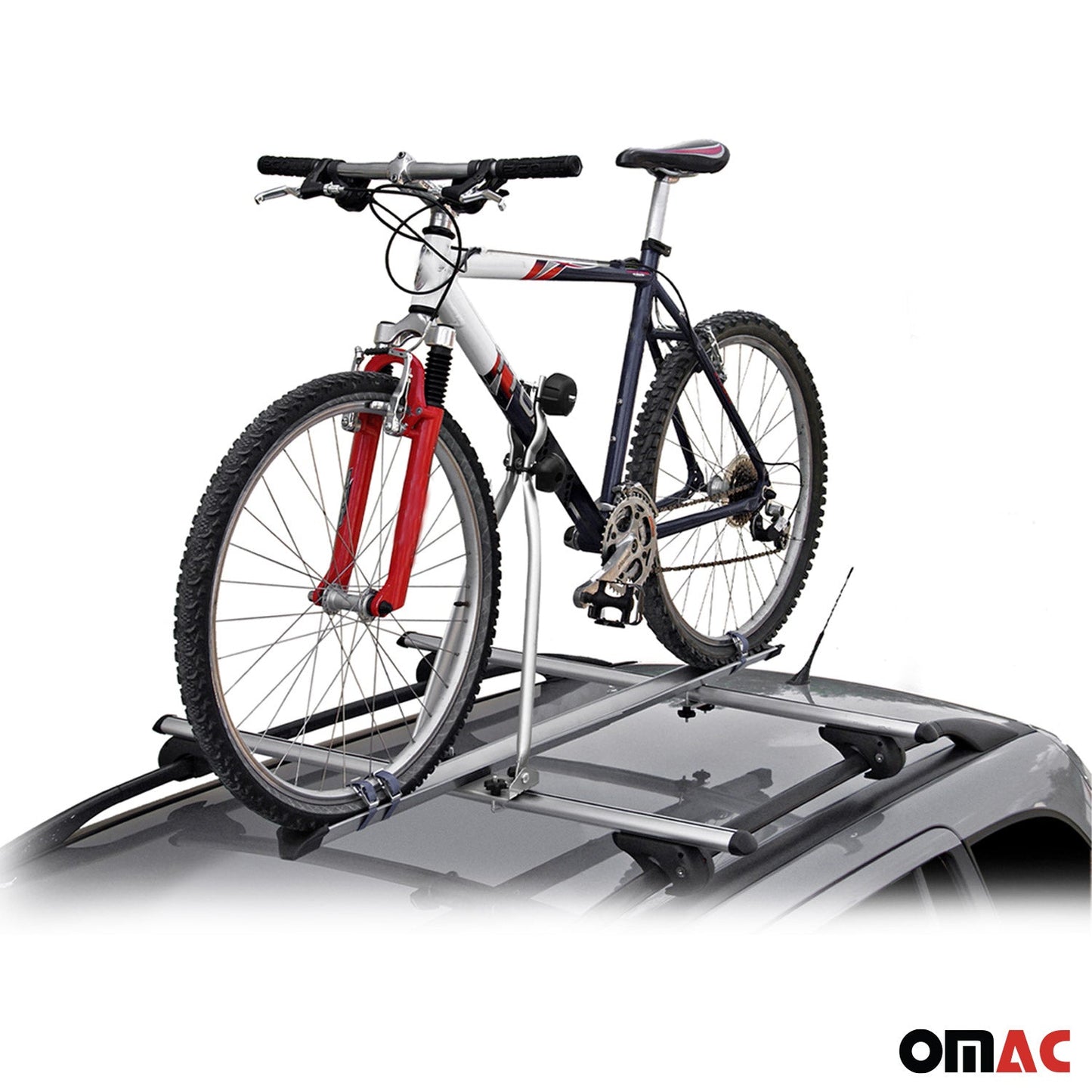 2x Suporturi de biciclete Menabo Huggy până la 15 kg, omologate ABE, suporturi de biciclete pentru acoperiș din oțel