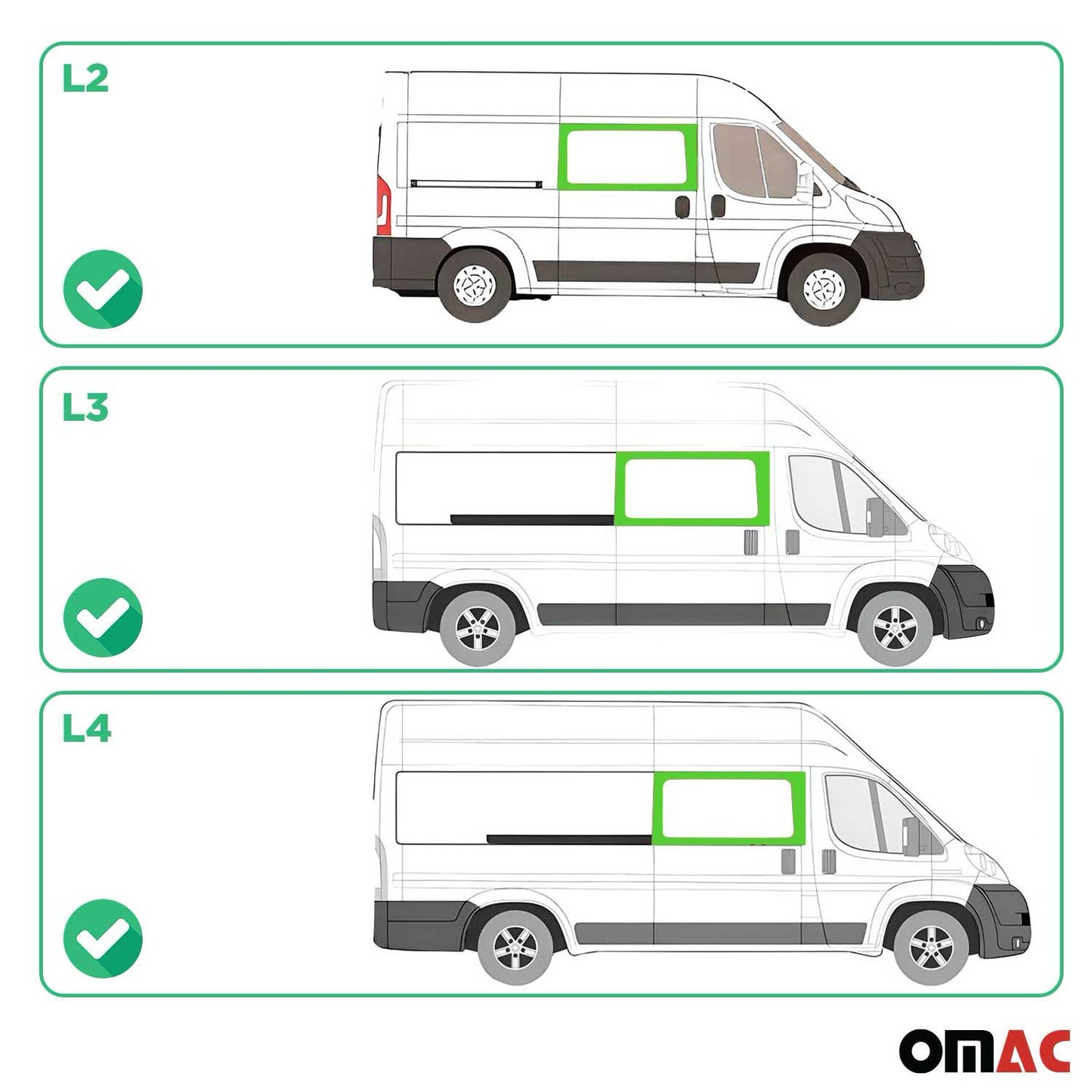Seitenfenster Schiebetür für Fiat Ducato 2014-2025 Rechts L2 L3 L4 Schwarz