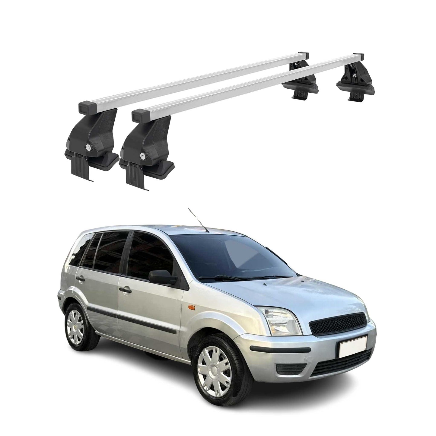 Menabo Dachträger Grundtäger für Ford Fusion 2002-2012 50kg Stahl Silber 2 tlg