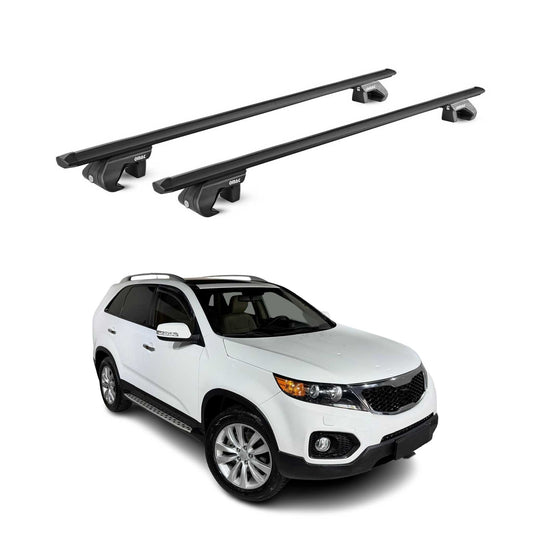 Dachträger Grundtäger für Kia Sorento 2009-2014 90kg Aluminium Schwarz 2 tlg ABE