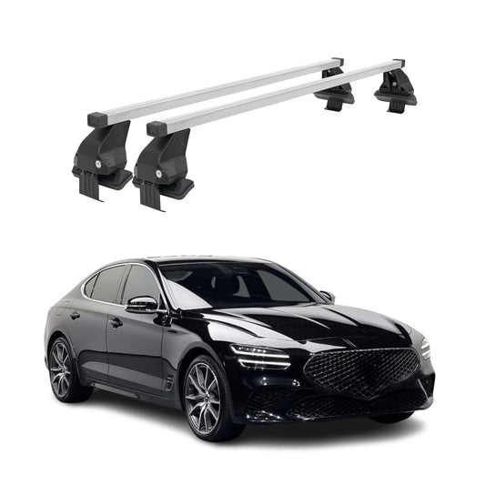 Menabo Dachträger Grundtäger für Genesis G70 2017-2025 50kg Stahl Silber 2 tlg