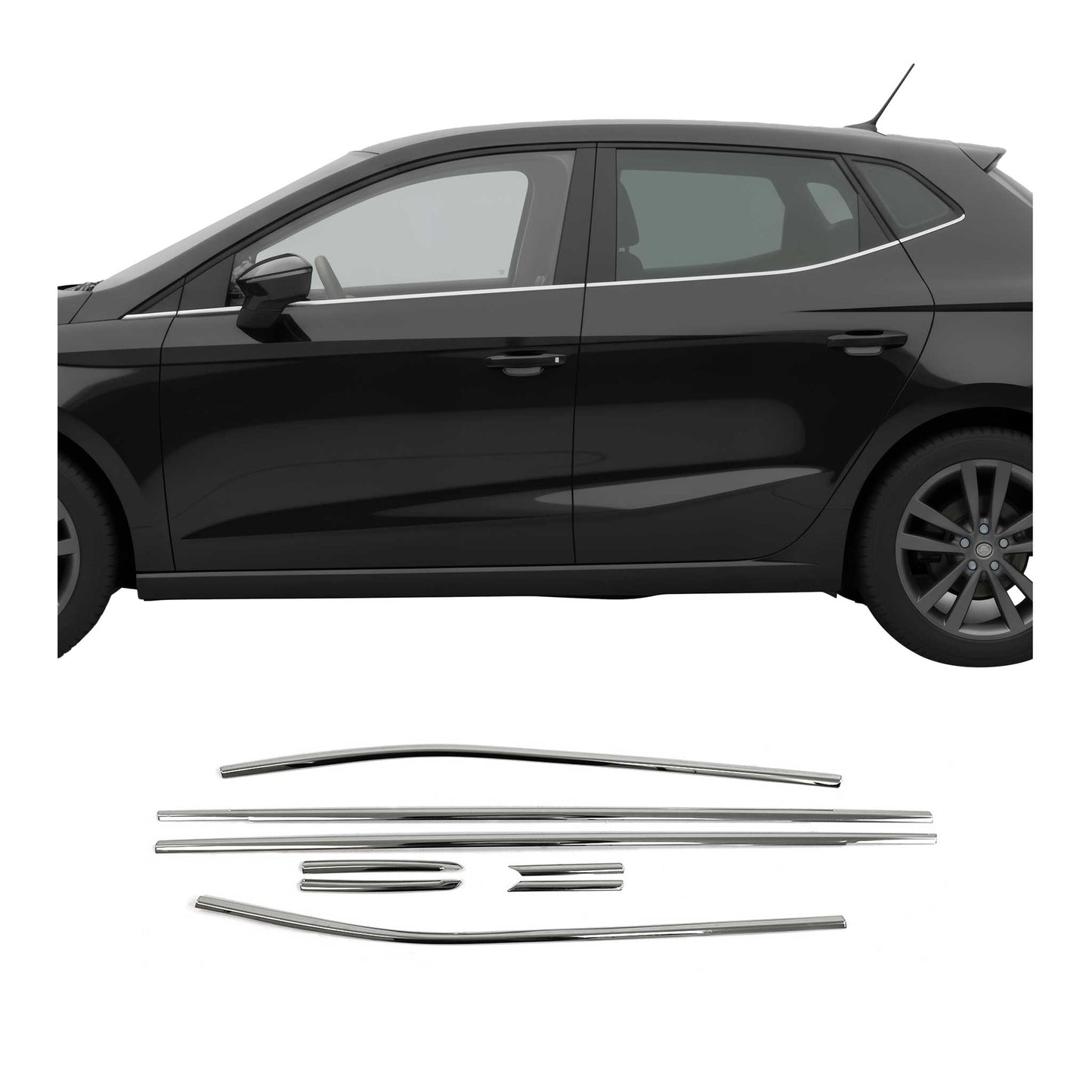 Fensterleisten Zierleisten für Seat Ibiza 2017-2025 Schrägheck 5tür Chrom 8tlg