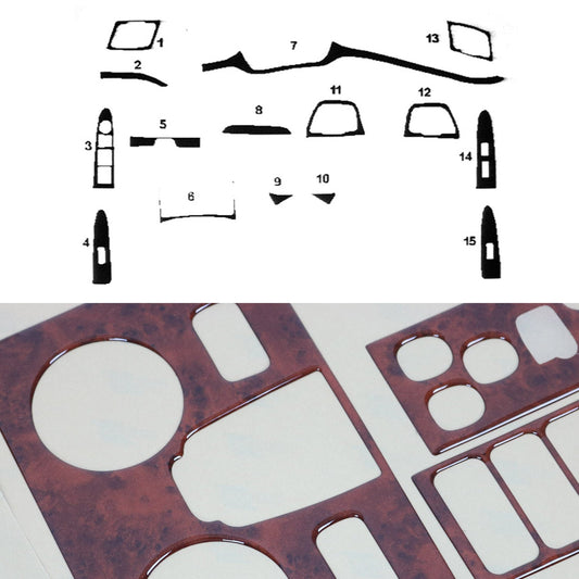 Ornamente interioare pentru cockpit pentru Kia Sportage 2010-2015, aspect lemn, 15 bucăți