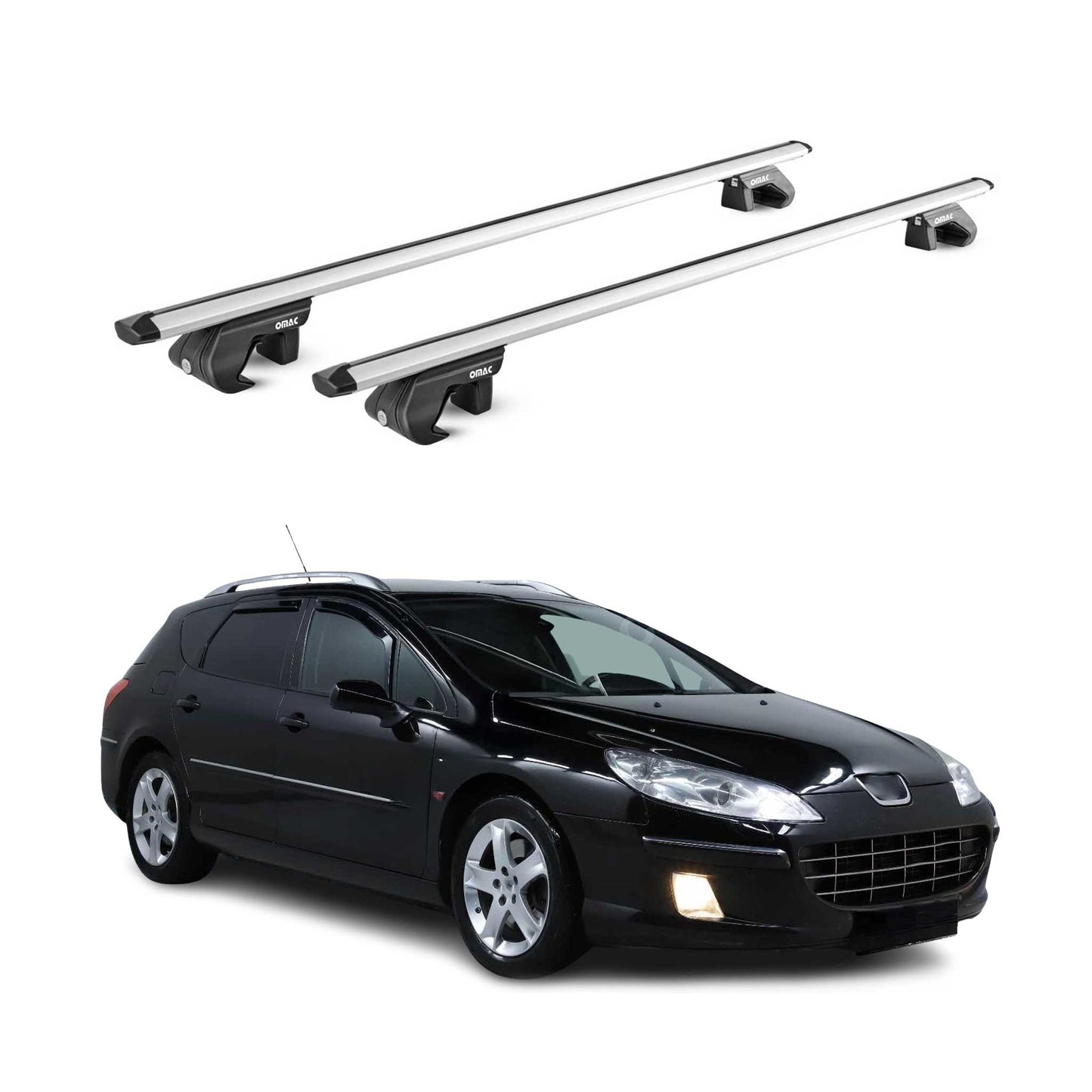 Dachträger Grundtäger für Peugeot 407 Kombi 2004-2011 90kg Alu Silber 2 tlg ABE