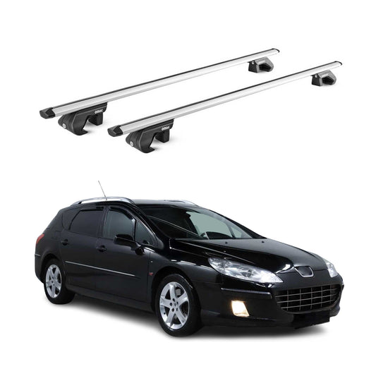 Dachträger Grundtäger für Peugeot 407 Kombi 2004-2011 90kg Alu Silber 2 tlg ABE