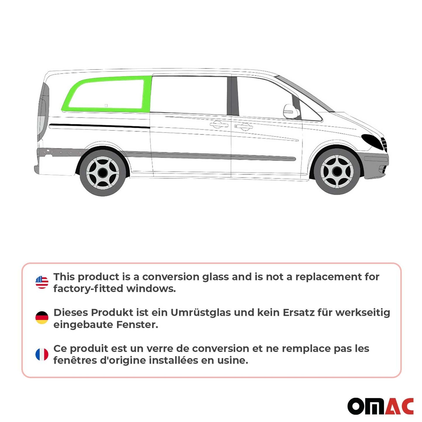 Seitenfenster Sicherheitsglas für Mercedes Vito W639 2003-2014 Vorne Rechts L3