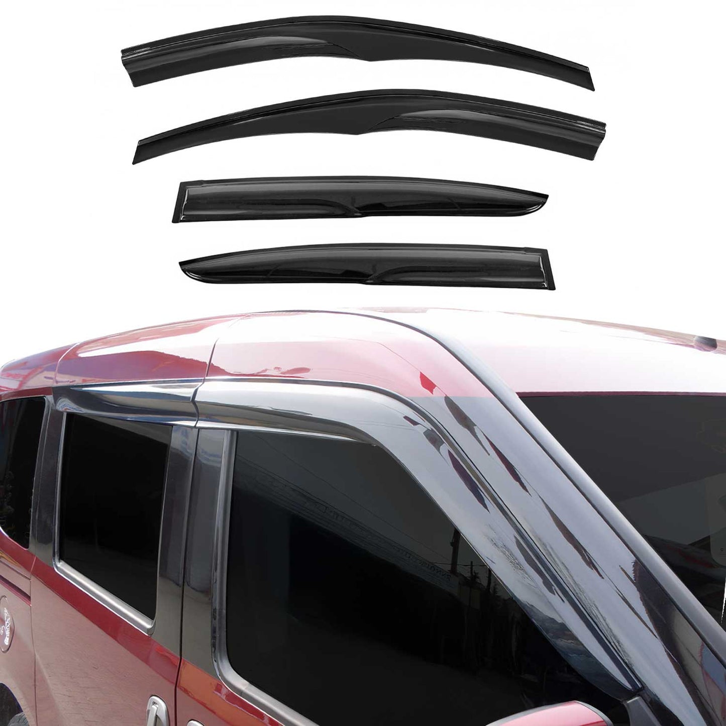 4x Deflectoare de vânt Deflectoare de ploaie pentru Ford Tourneo Courier 2014-2024 Acril Închis la culoare