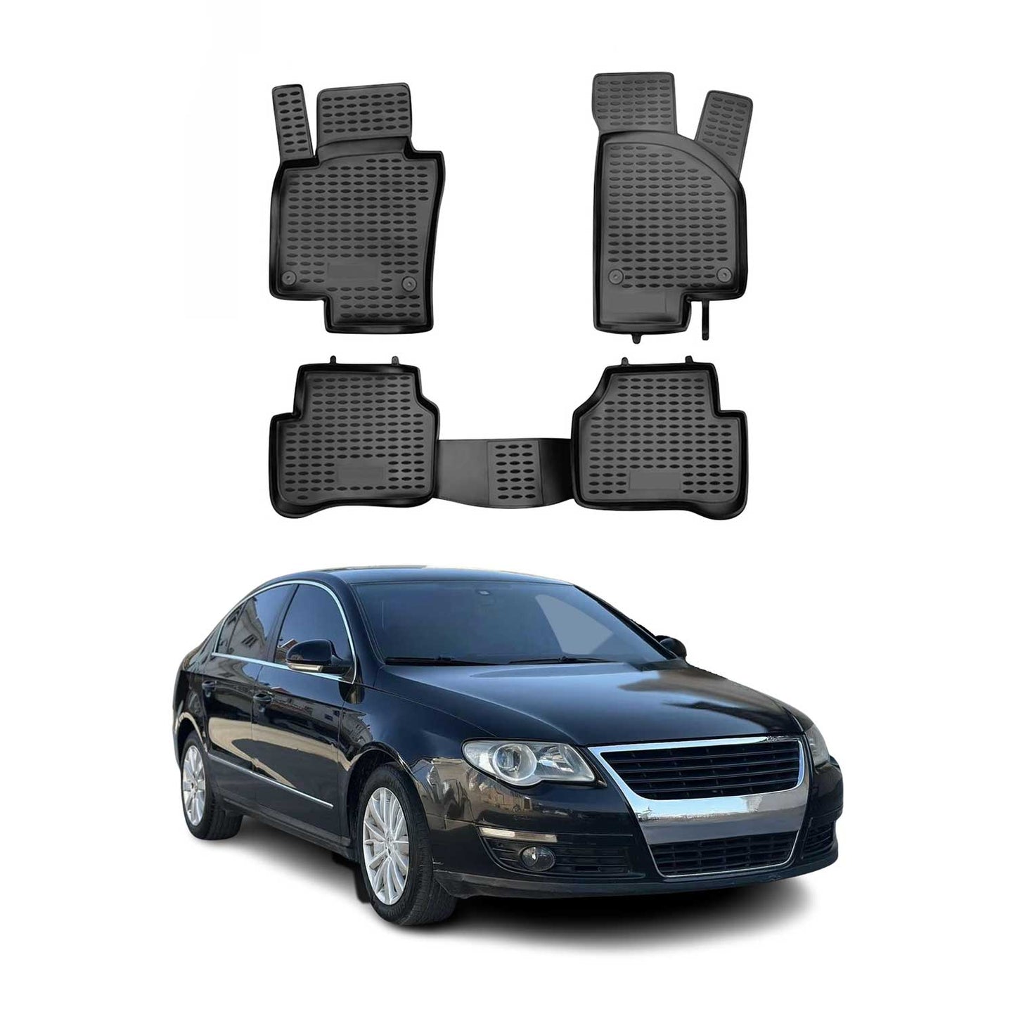 OMAC Gummimatten Fußmatten für VW Passat B6 2005-2011 TPE Automatten Schwarz 4x