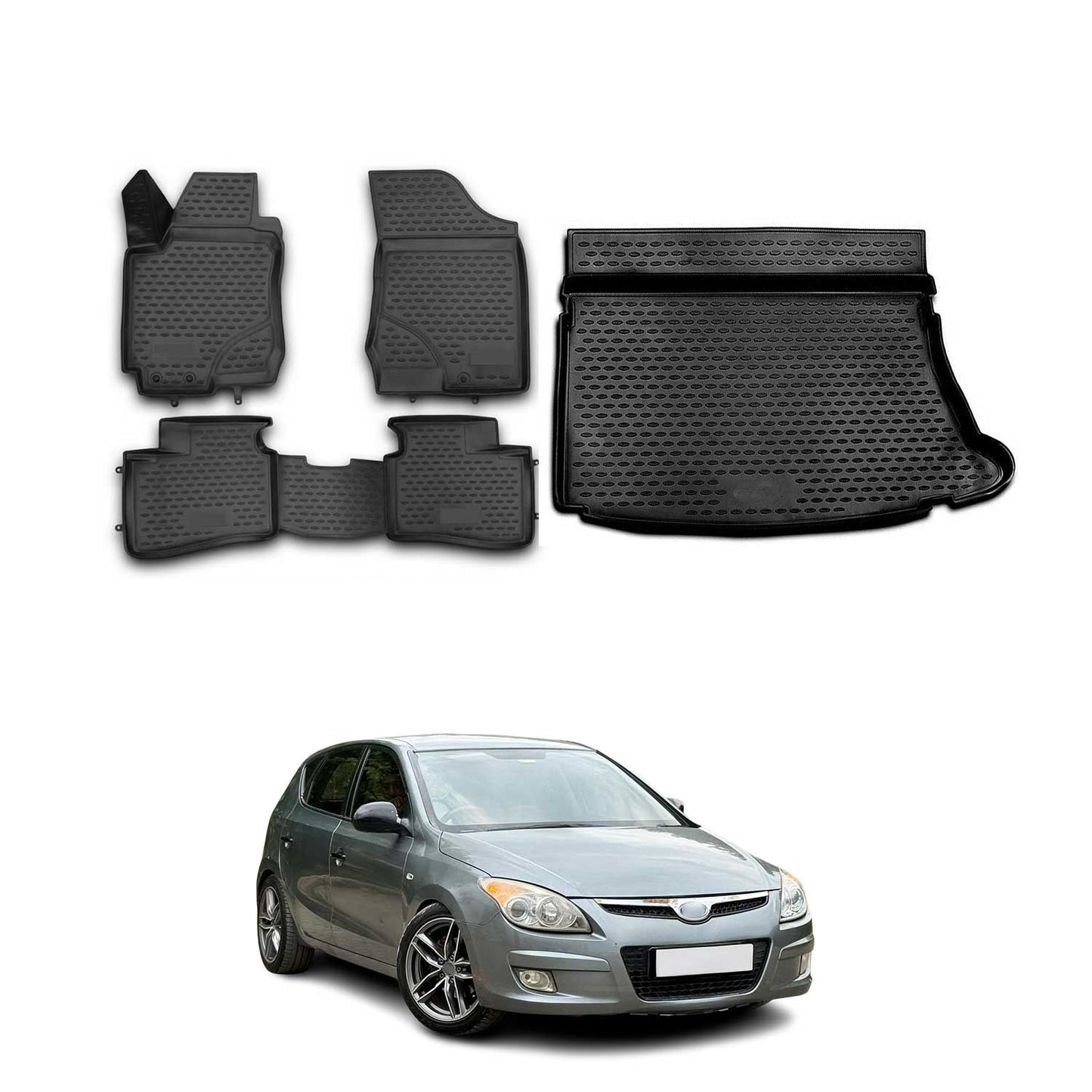 Set covorașe și portbagaj pentru Hyundai i30 2007-2011 hatchback TPE negru