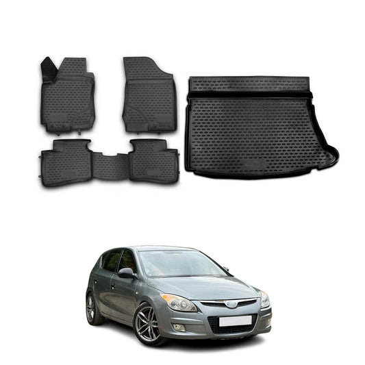 Set covorașe și portbagaj pentru Hyundai i30 2007-2011 hatchback TPE negru