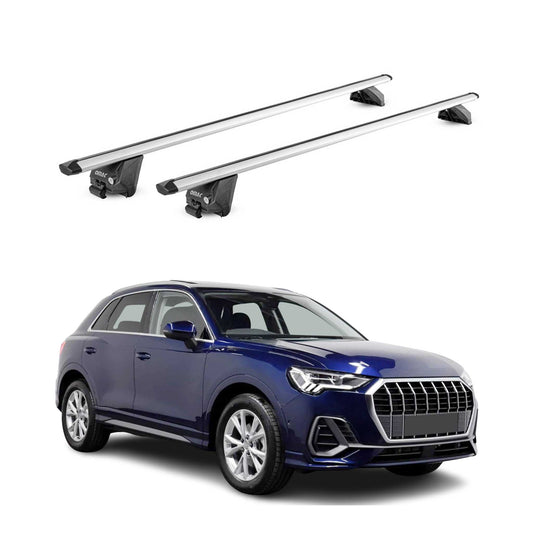 Dachträger Grundtäger für Audi Q3 mk2 2018-2025 100kg Aluminium Silber 2tlg ABE