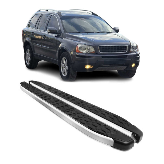 Alu Trittbretter Seitenschweller für Volvo XC90 2002-2014 Schwarz Silber 2tlg