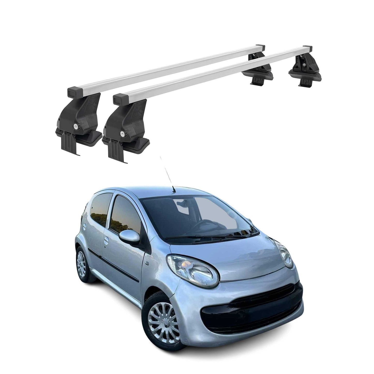 Menabo Dachträger Grundtäger für Citroen C1 2005-2022 50kg Stahl Silber 2 tlg