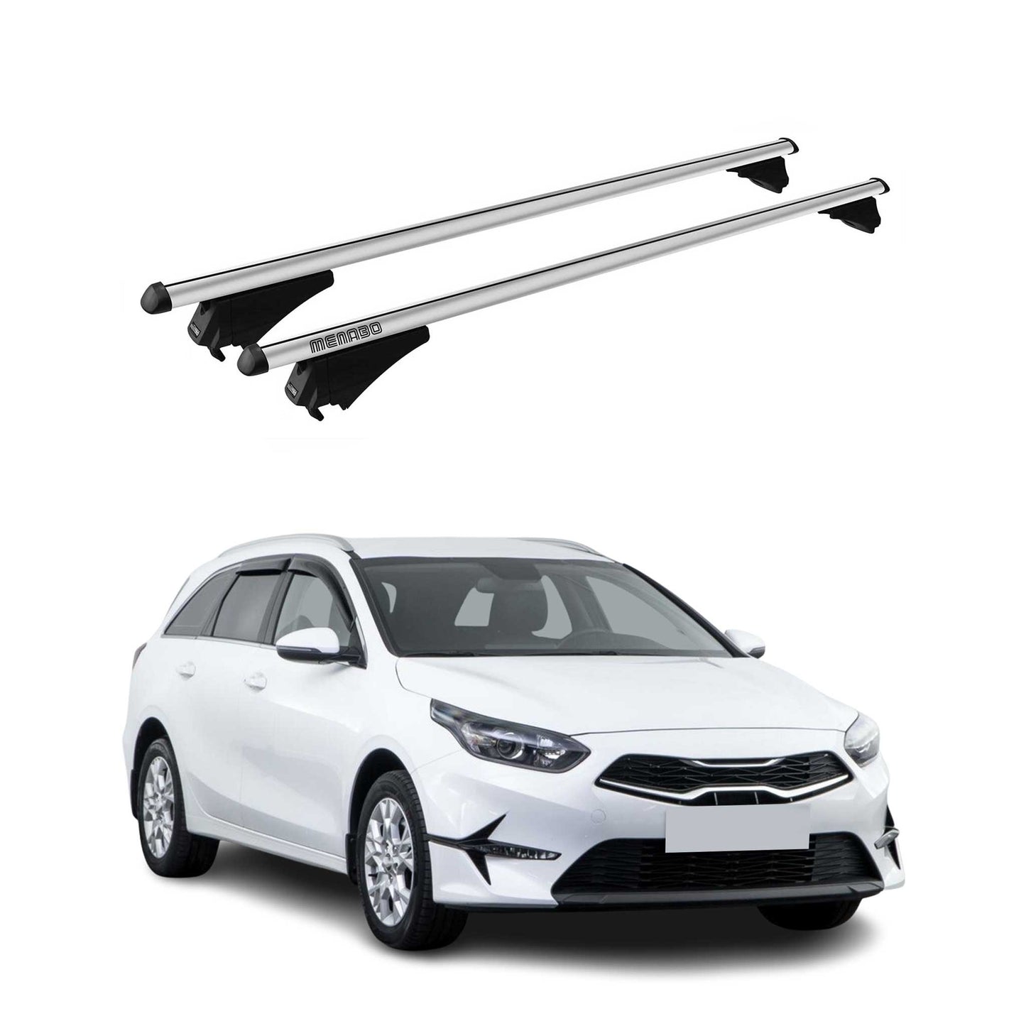 Menabo Grundträger Dachträger für Kia Ceed Sportswagon 2018-2025 Alu Silber
