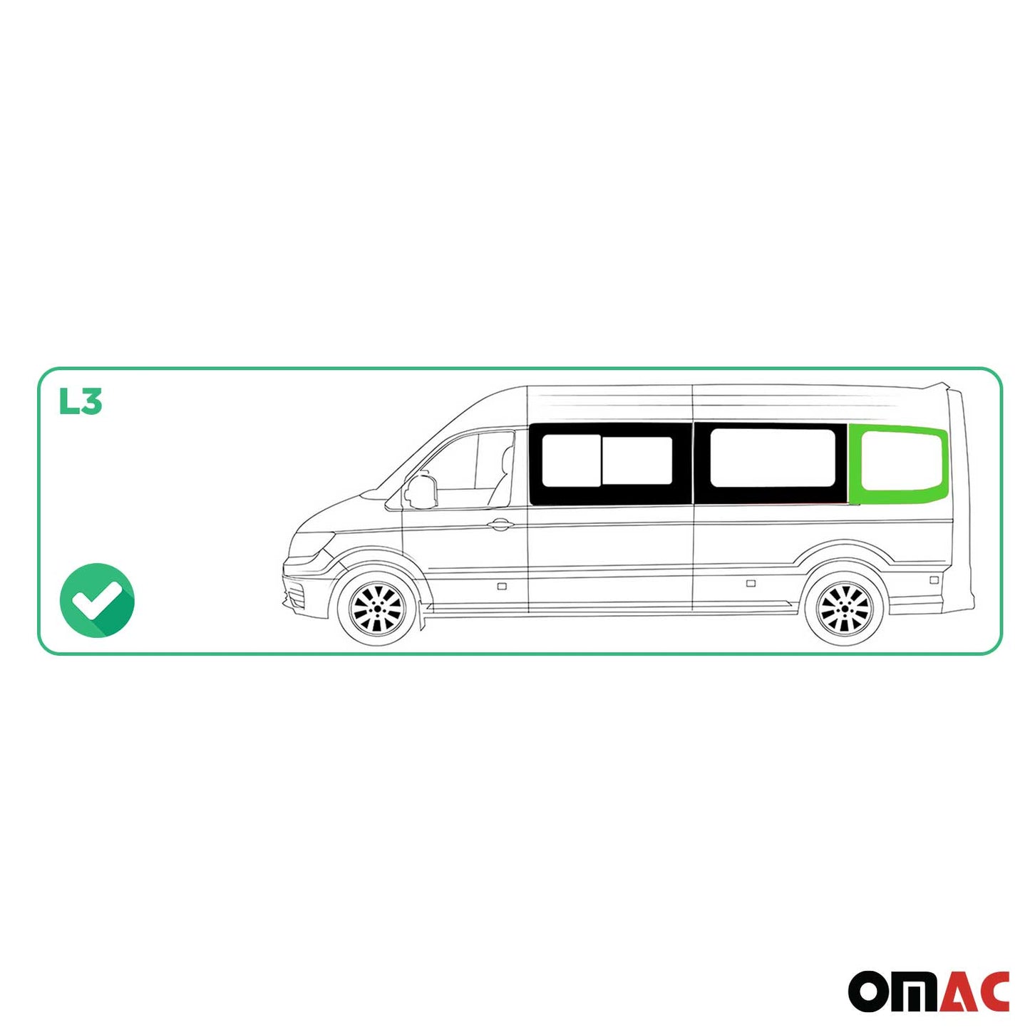 Seitenfenster Sicherheitsglas für MAN TGE 2017-2025 Auto Links L3 Schwarz