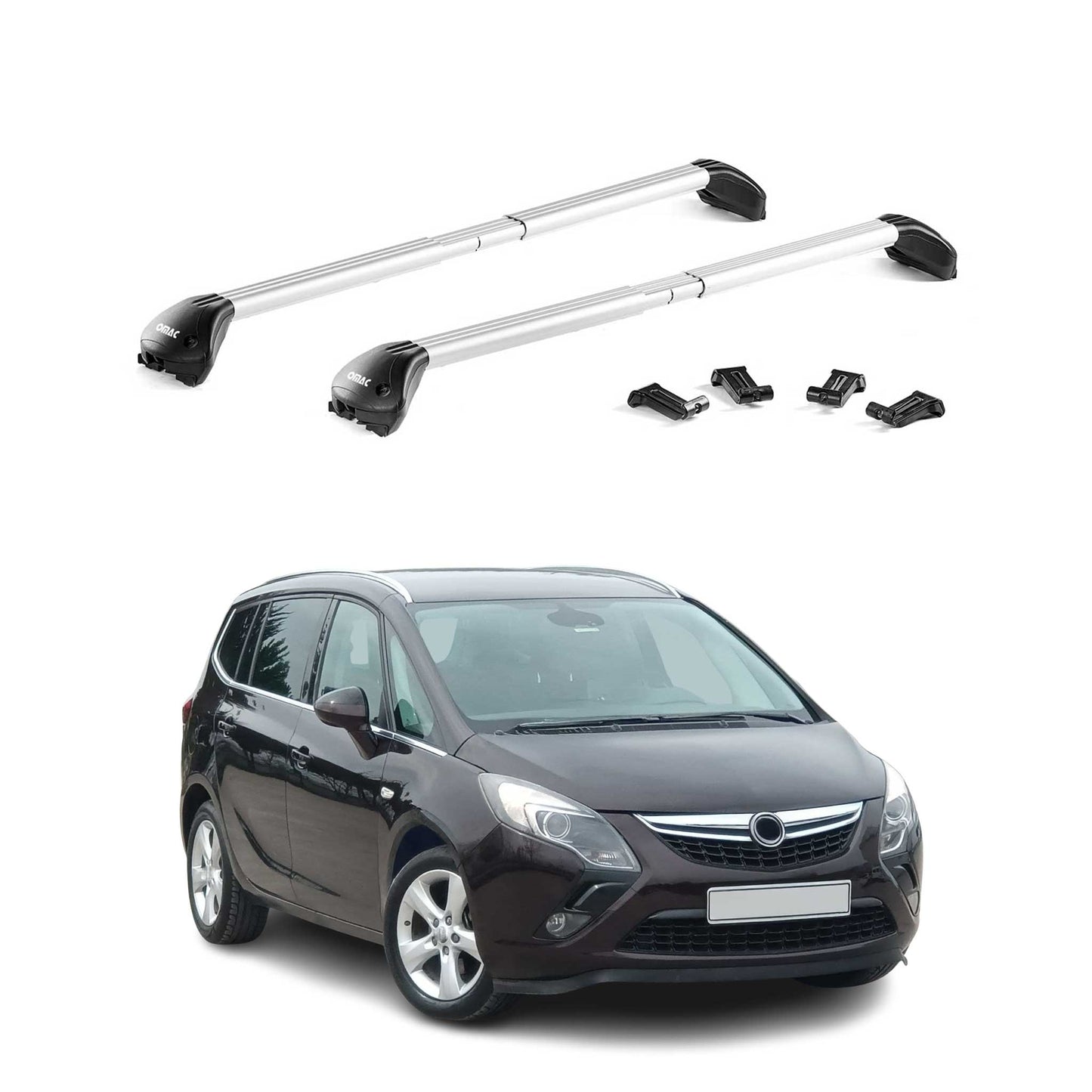 Portbagaj de plafon pentru Opel Zafira C Tourer 2011-2019 100kg aluminiu argintiu 2x ABE