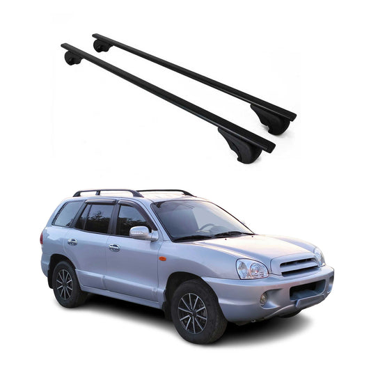 Dachträger Grundtäger für Hyundai Santa Fe 2000-2012 75kg Metall Schwarz 2 tlg