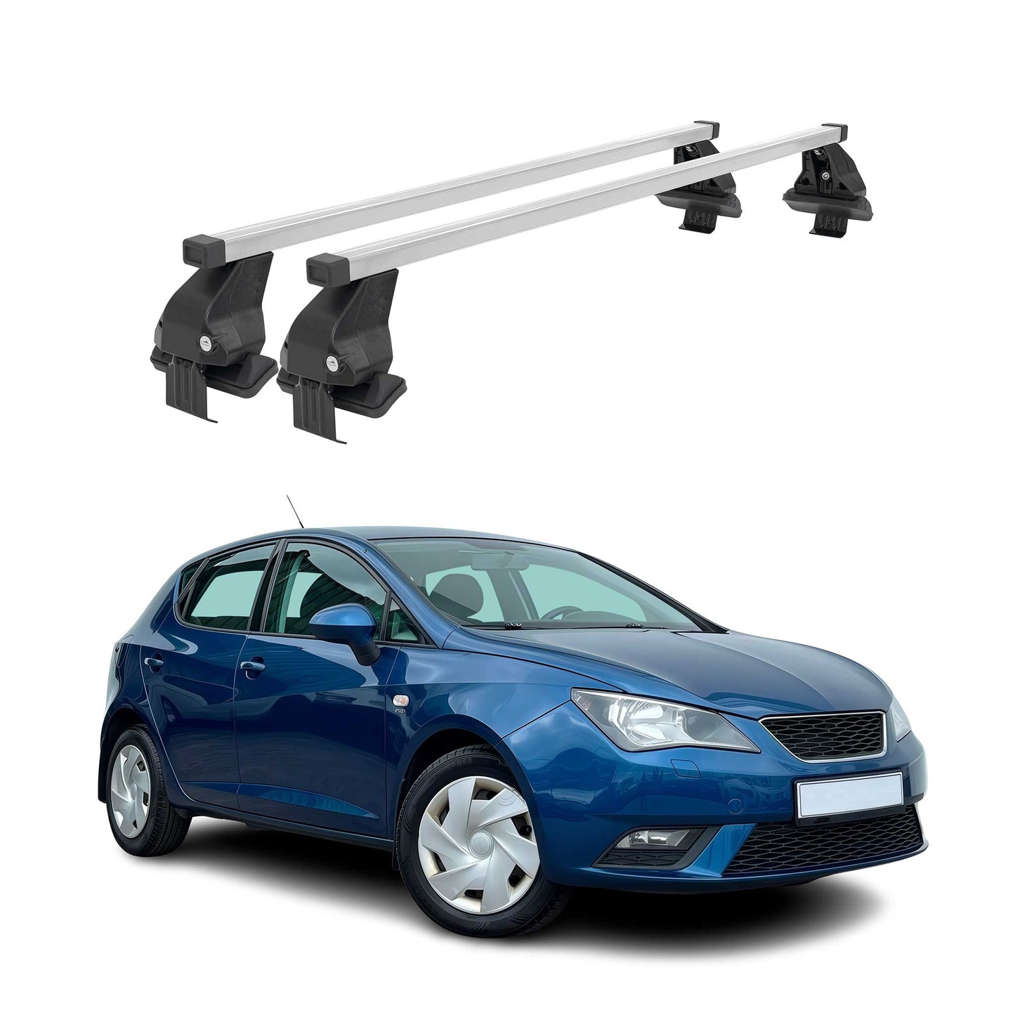 Menabo Dachträger für Seat Ibiza mk4 SportCoupé 2008-2017 50kg Stahl Silber 2x